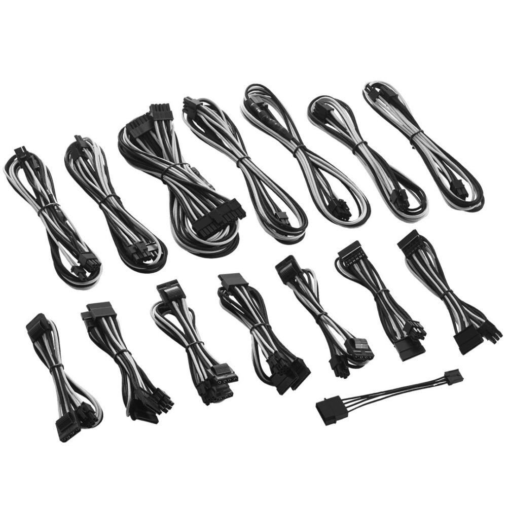 CableMod C-Series ModFlex Cable Kit for Corsair RM (Black Label) / RMi / RMx - BLACK / WHITE