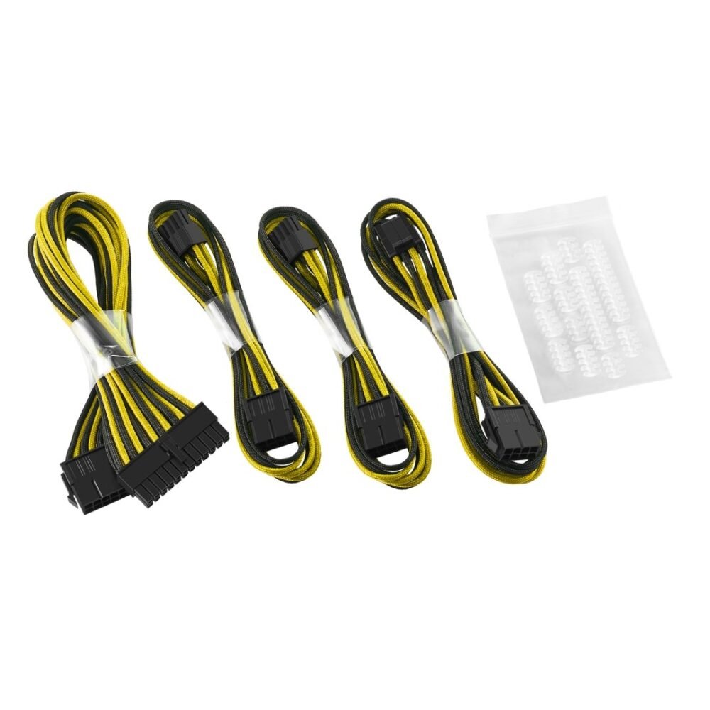 CableMod Classic ModFlex Basic Cable Extension Kit - Dual 6+2 Pin Series - Black+Yellow