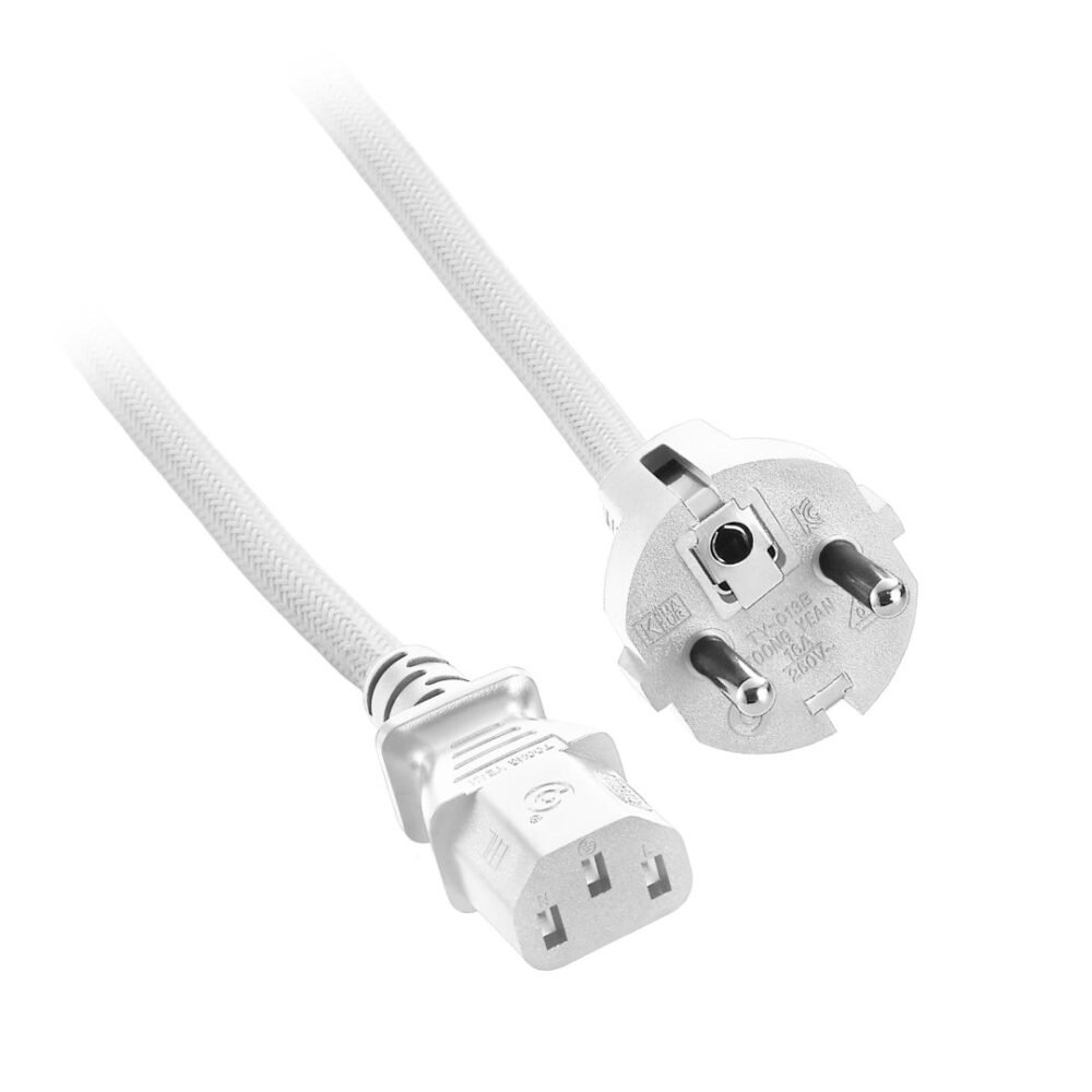 CableMod ModMesh™ Power Cord - C13 to DE/FR Plug - 2m - WHITE