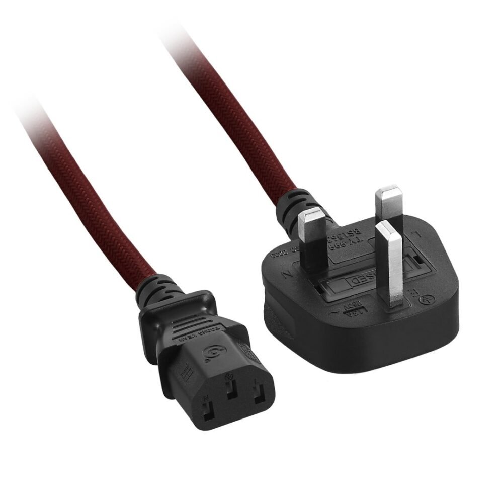 CableMod ModMesh™ Power Cord - C13 to UK Plug - 2m - BLOOD RED