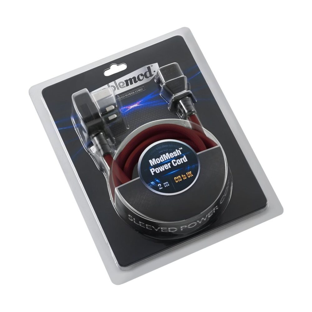 CableMod ModMesh™ Power Cord C13 to UK Plug 2m BLOOD RED CableMod