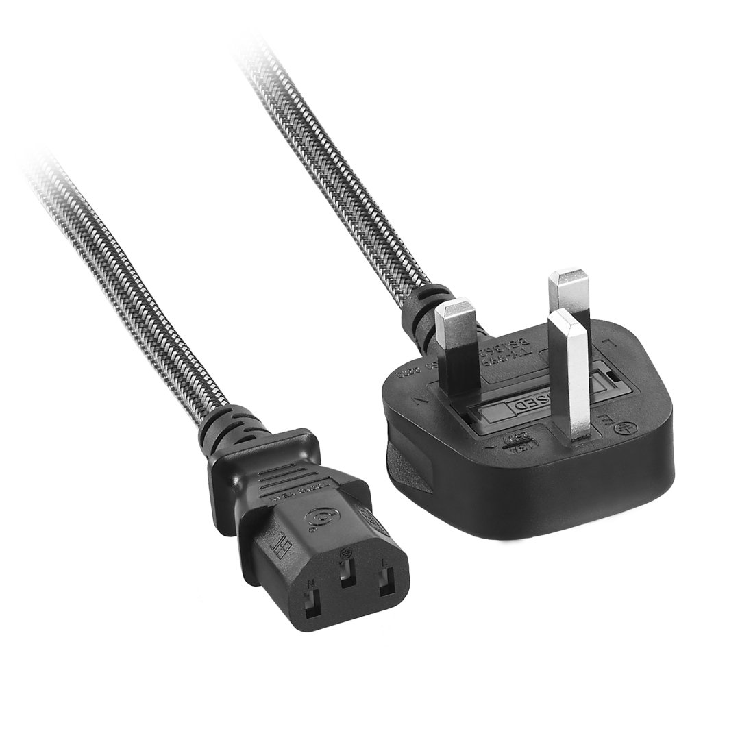 CableMod ModMesh™ Power Cord C13 to UK Plug 2m CARBON CableMod