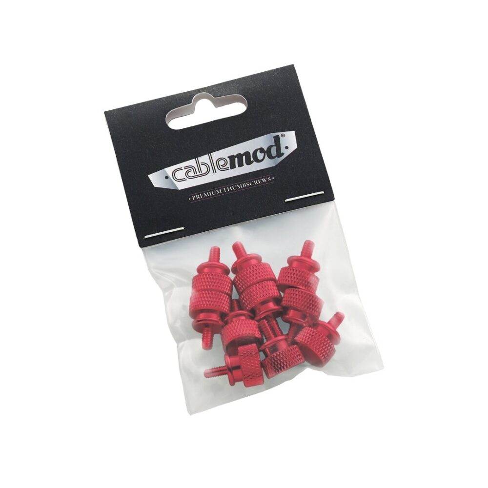 CableMod Anodized Aluminum Thumbscrews – UNC 6-32 – RED