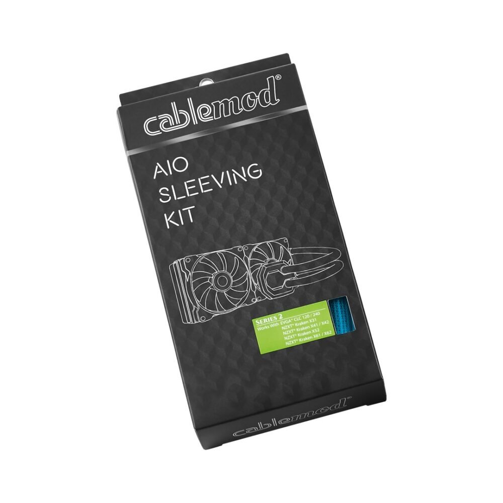 CableMod AIO Sleeving Kit Series 2 for NZXT® Kraken ⁄ Corsair® Hydro PRO ⁄  EVGA® CLC ⁄ EVGA® GPU Hybrid – LIGHT BLUE – CableMod
