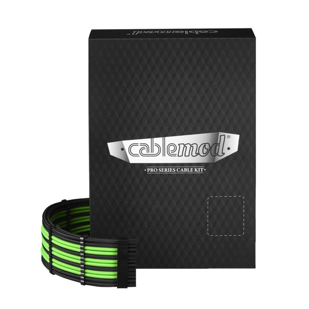 CableMod C-Series PRO ModMesh Cable Kit for Corsair RM (Black Label) / RMi / RMx - BLACK / LIGHT GREEN