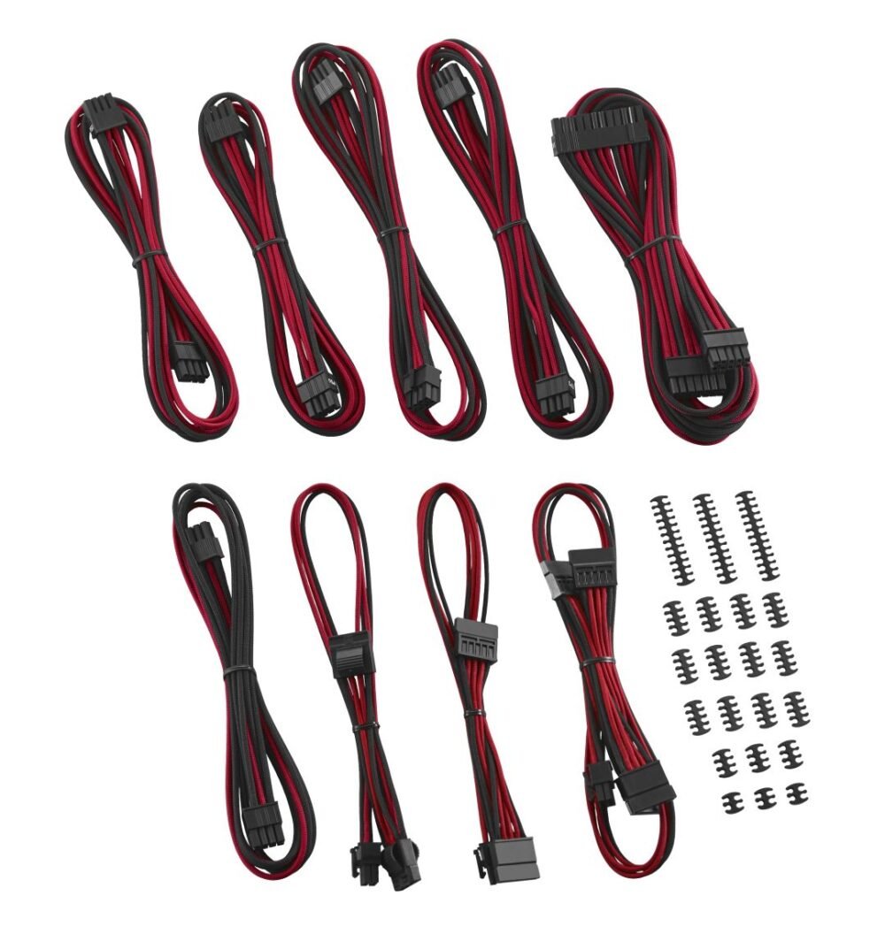 CableMod Classic ModFlex E-Series Cable Kit for EVGA G5 / G3 / G2 / P2 / T2 - BLACK / RED