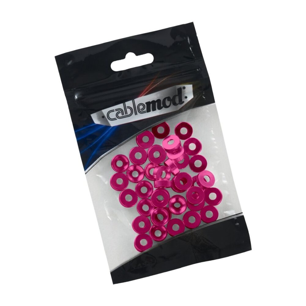 CableMod Anodized Aluminum Washers - M3.5 40 Pack - PINK