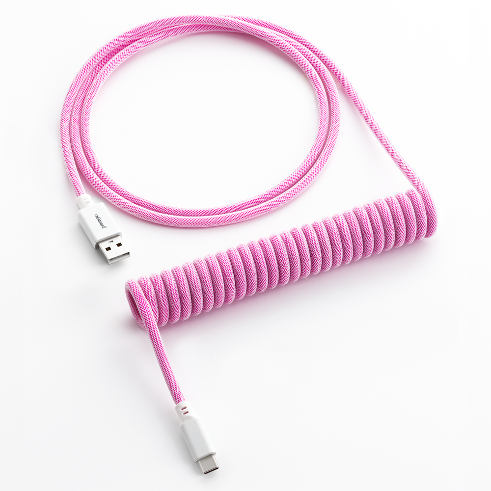 CableMod Classic Coiled Keyboard Cable (Strawberry Cream, USB A to USB Type C, 150cm)