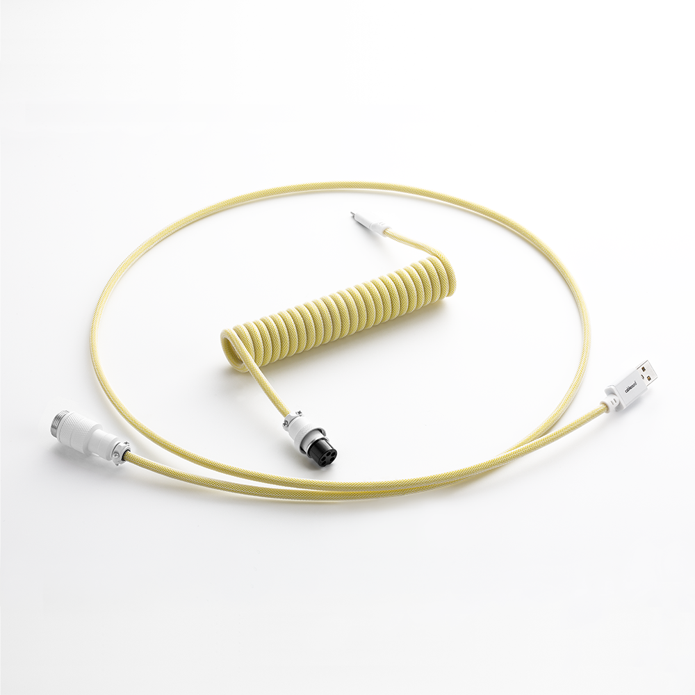 CableMod Pro Coiled Keyboard Cable (Lemon Ice, USB A to USB Type C, 150cm)