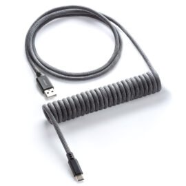 CableMod Classic Coiled Keyboard Cable (Carbon Grey, USB A to USB Type C, 150cm)