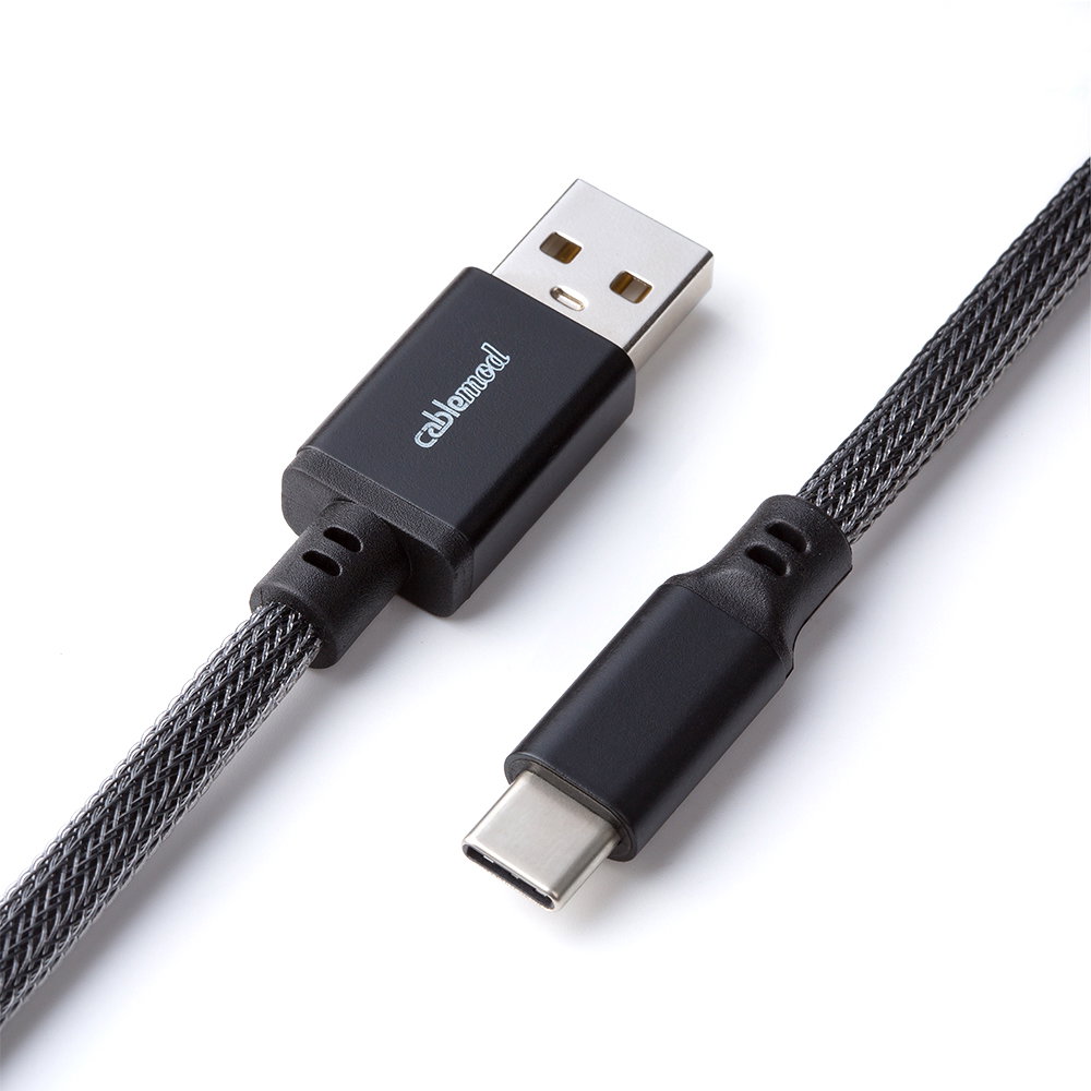 CableMod Pro Coiled Keyboard Cablカーボングレー CableMod Pro Coiled Keyboard Cable (Carbon Grey, USB A to USB Type