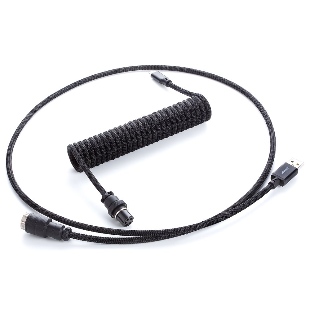 CableMod Pro Coiled Keyboard Cable (Midnight Black, USB A to USB Type C, 150cm)
