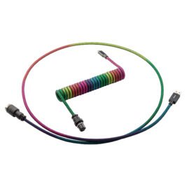 CableMod Pro Coiled Keyboard Cable (Dark Rainbow, USB A to USB Type C, 150cm)